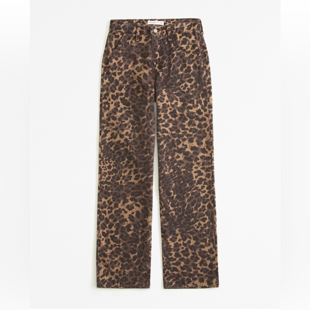 Abercrombie low rise baggy jeans leopard print